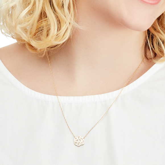Moon and Lola - handcut mini cheshire metal monogram necklace