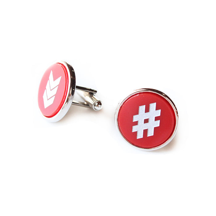 I found this at #moonandlola! - Eden Round Cuff Links Ruby with Silver chevron and hashtag