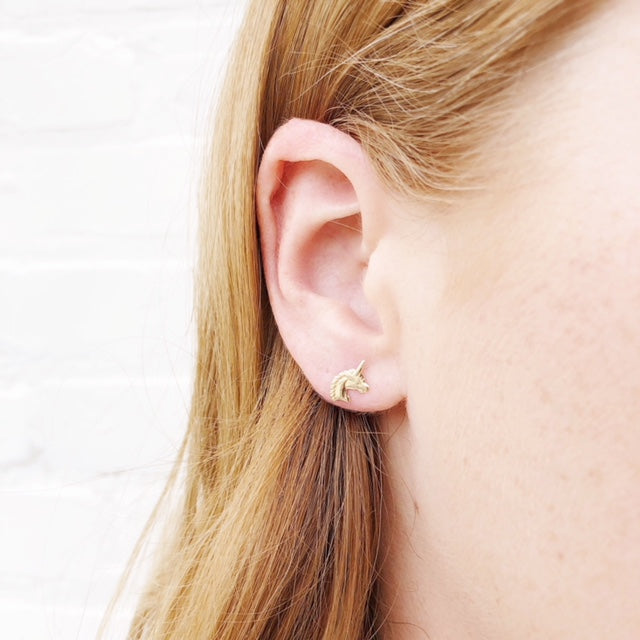 Moon and Lola - Fina 14K Gold Unicorn Studs