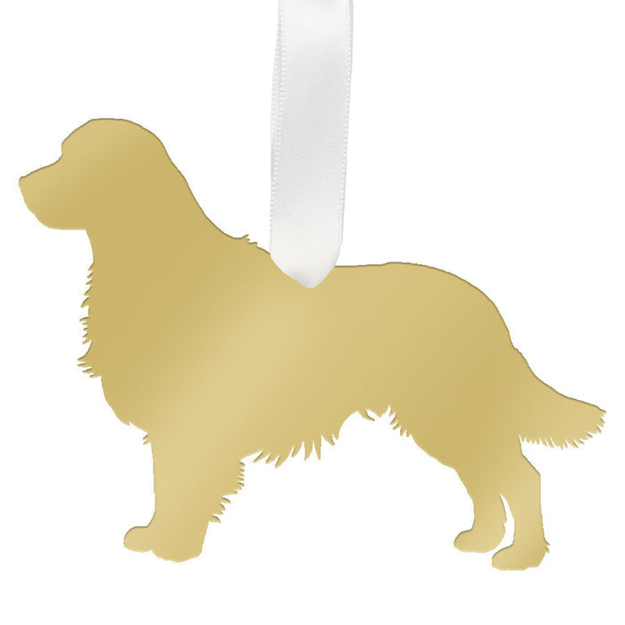 I found this at #moonandlola! - Golden Retriever Ornament Mirrored Gold