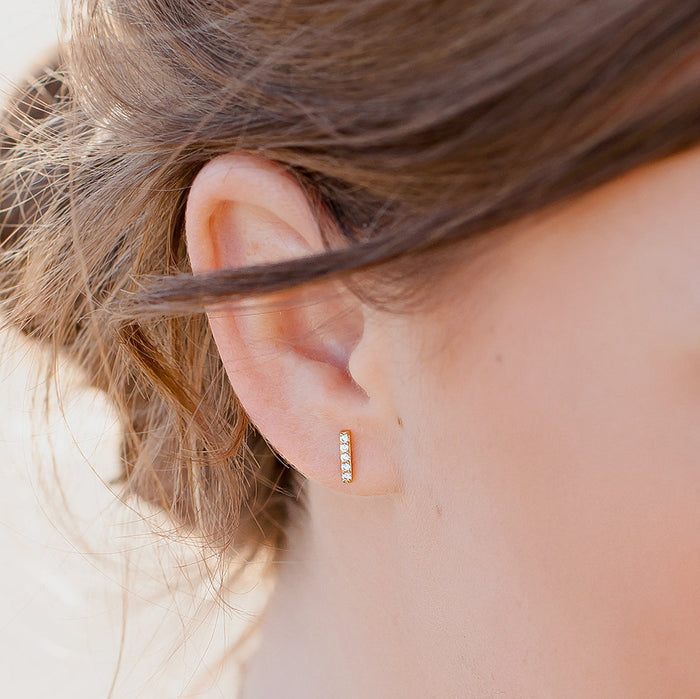 I found this at #moonandlola! - Hawthorne Vertical Bar Stud Earrings on model