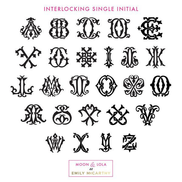 Moon and Lola xx Emily McCarthy Interlocking Single Letter Font Sheet