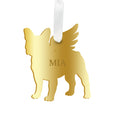 Moon and Lola - Personalized Angel Boston Terrier Ornament with wings in mirrored gold