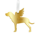Moon and Lola - Personalized Angel Hound Ornament with wings in gold