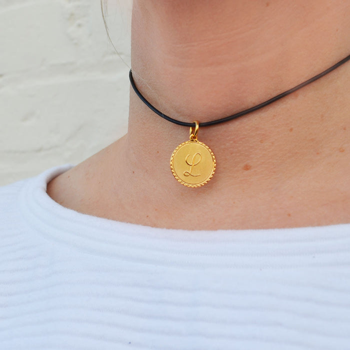 I found this at #moonandlola! - Roxanne Choker Necklace with Metal Dalton Letter charm