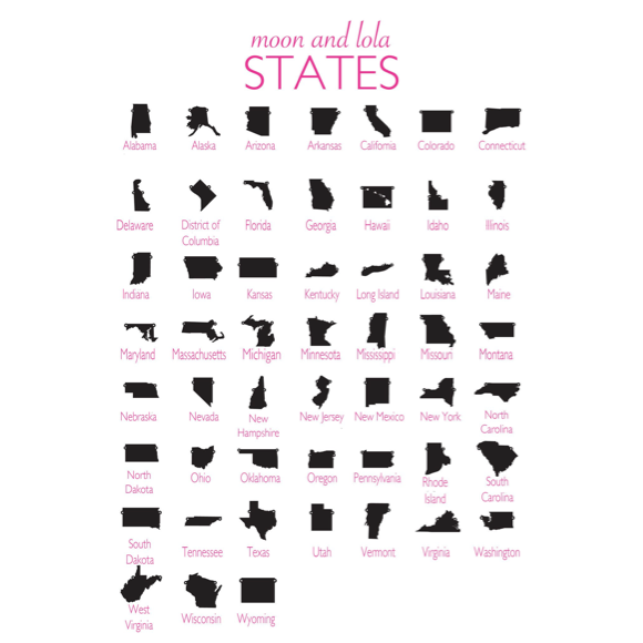 Moon and Lola - State silhouettes
