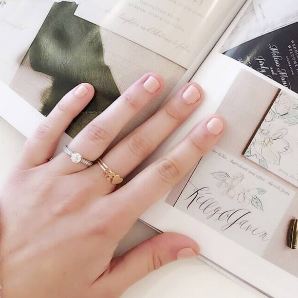 Moon and Lola - Victoria Single Letter Stacked with a Victoria Heart Ring
