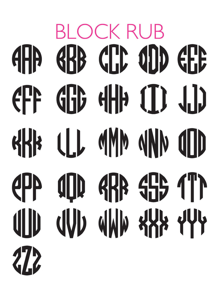 I found this at #moonandlola! - Block Monogram Font Chart