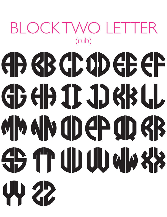 I found this at #moonandlola! - Block Two Letter Monogram Chart