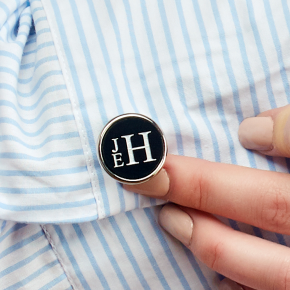 I found this at #moonandlola! - Vineyard Round Cuff Link with Stacked Monogram