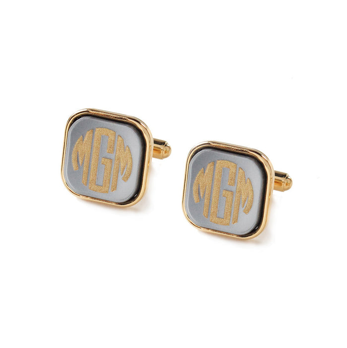 I found this at #moonandlola! - Vineyard Square Monogram Cuff Links Gunmetal