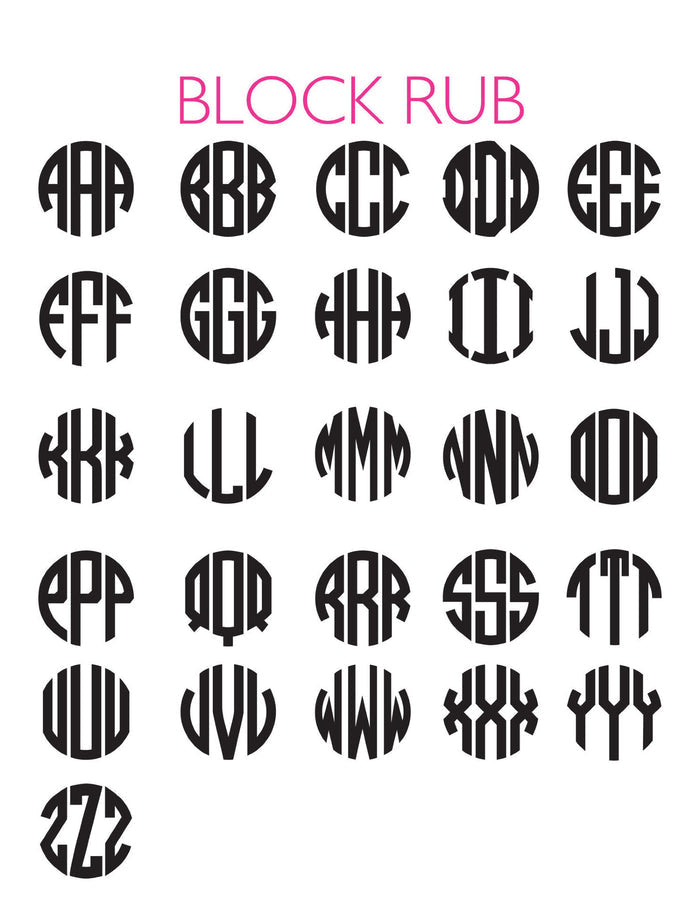 I found this at #moonandlola! - Block Monogram Font Chart